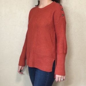 Rachel Zoe Burnt Orange Button Detail Sweater
